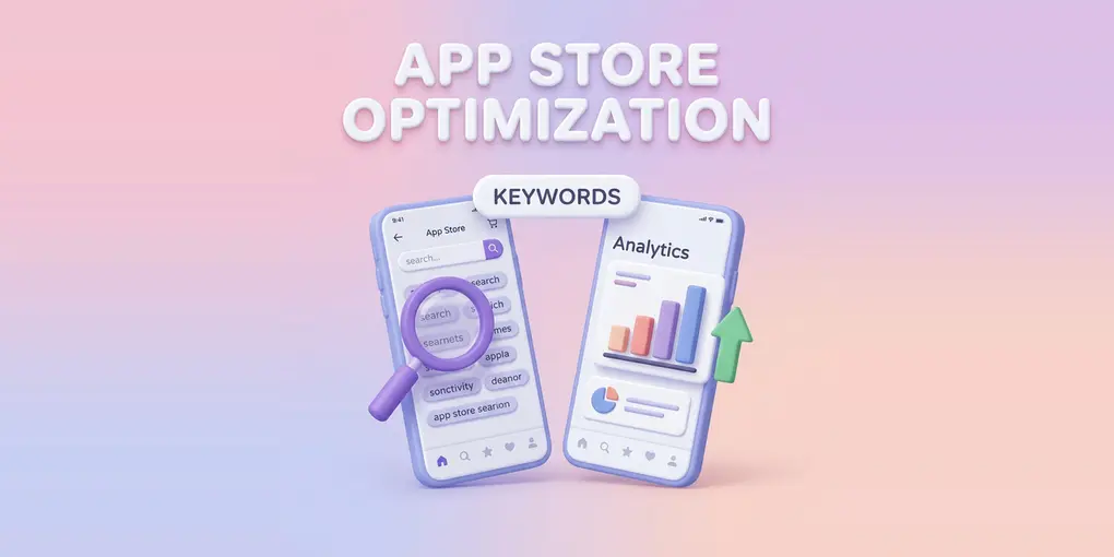 A phone mockup showing an app store listing with optimized screenshots